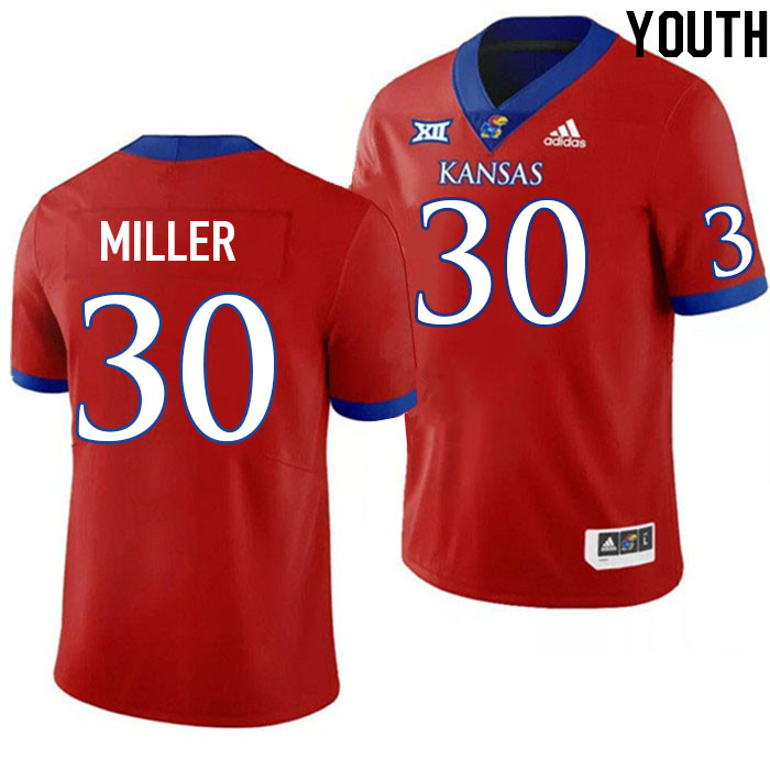 Youth #30 Rich Miller Kansas Jayhawks College Football Jerseys Stitched Sale-Red